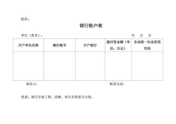 tg开户单-开户清单模板